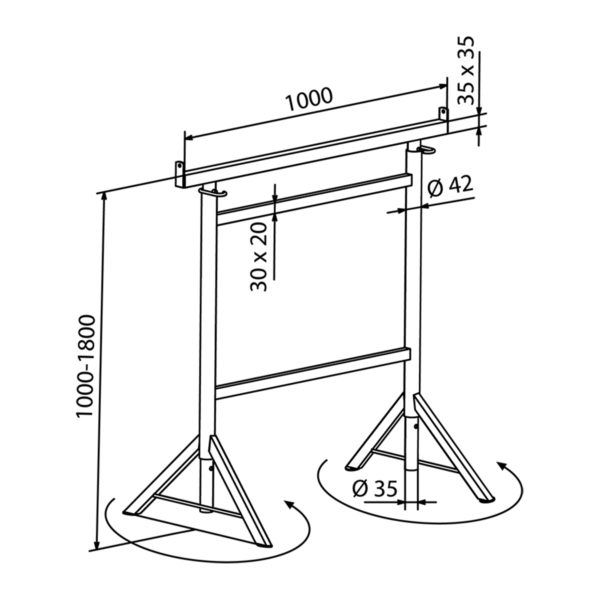 KAVALET SA OKRETNIM NOGAMA 100CM-180CM