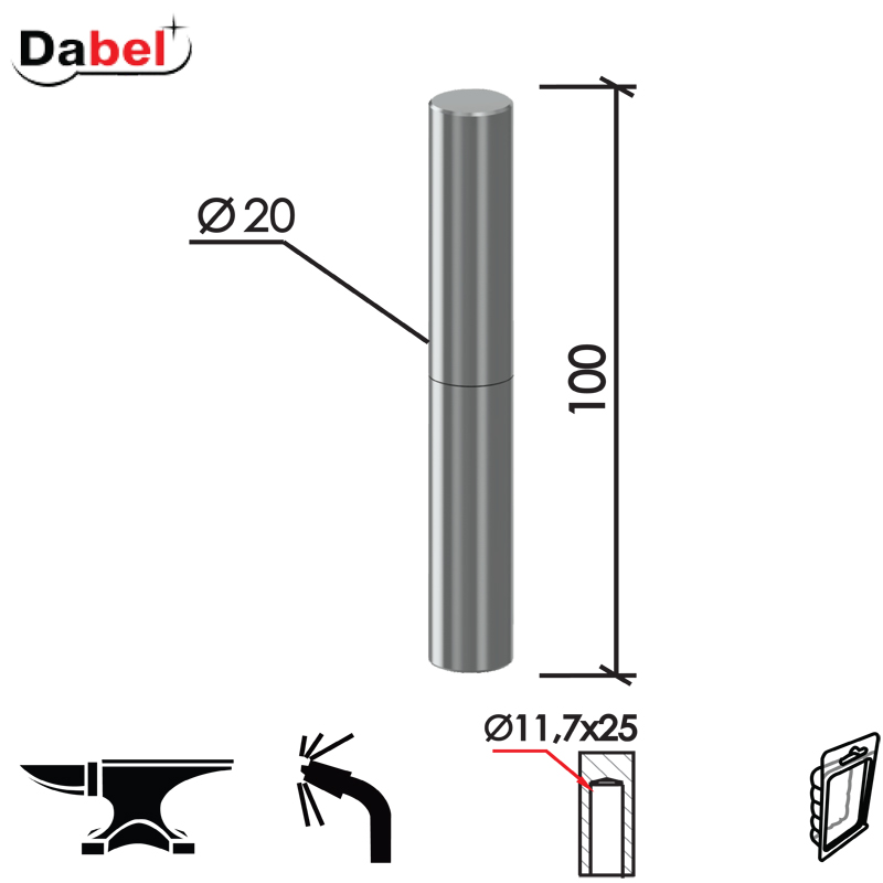 ŠARKA BRAV. ZA VRATA SP3 fi20x100/11.7x25 DP1 0102216