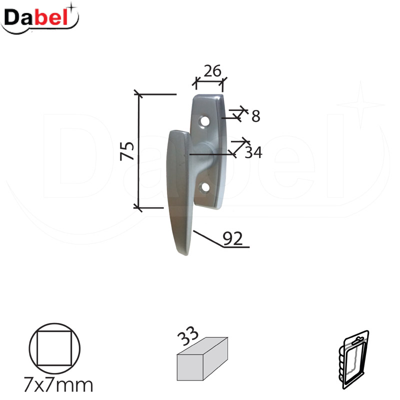 RUČICA ZA PROZORE MINI-P F1 7x7/33/26x75x8/34/92mm BPDQ
