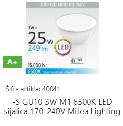 SIJALICA GU10 3X1W LED6400 mitea
