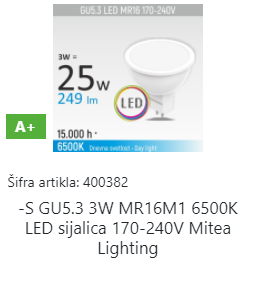 SIJALICA GU5.3 3X1.W LED6400 mitea