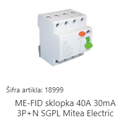 SKLOPKA FID 300mA 40A MITEA