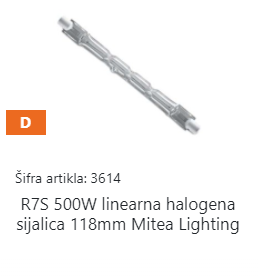 SIJALICA HALOGENA LIN. 500W 118mm mitea