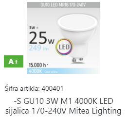 SIJALICA LED 3X1W GU10 LED4500 mitea