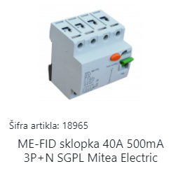 SKLOPKA FID 40A 500mA mitea