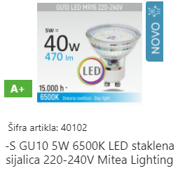 SIJALICA LED 4.5W GU10 LED6500 mitea
