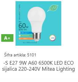 SIJALICA LED 9W/6500 E27 A60-M1 mitea