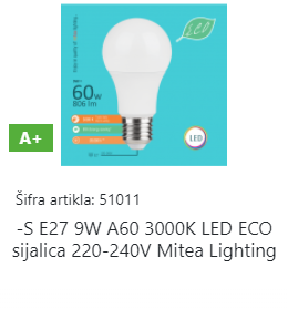 SIJALICA LED 9W/3000 E27 A60-M1 mitea