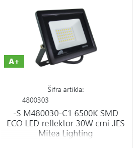 REFLEKTOR 30W M480030-CI ECO L1 crni mitea