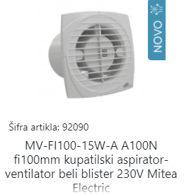 ASPIRATOR ZA KUPATILO A100N mitea