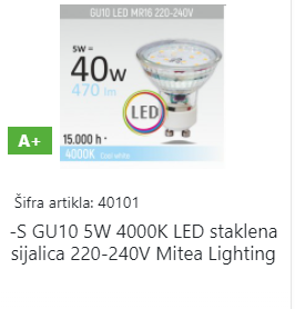 SIJALICA GU10 4.5W LED 4000 MITEA