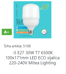 SIJALICA LED 30W/6500 E27 T7 ECO mitea